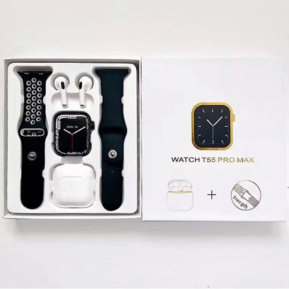 SmartWatch T55 PRO MAX + auriculares + correas